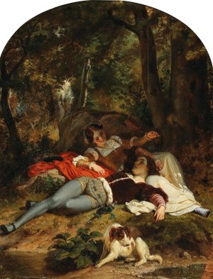 A Love Idyll by Henri Felix Emmanuel Philippoteaux Oil Painting