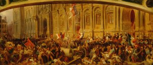 Lamartine repoussant le drapeau rouge a l'hotel de ville, le 25 fevrier 1848 by Henri Felix Emmanuel Philippoteaux Oil Painting