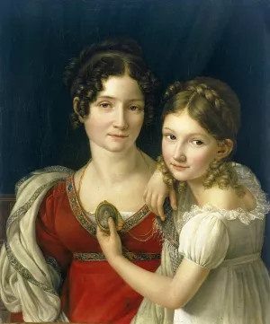 Mother and Her Daughter by Henri- Francois Riesener - Oil Painting Reproduction