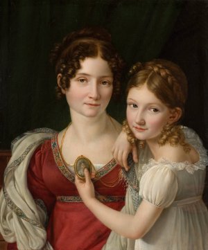 Portrait Of A Mother With Her Daughter by Henri-Francois Riesener Oil Painting