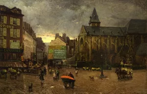 Early Morning near L'Eglise de St. Medard, Paris by Henri-Gaston Darien Oil Painting