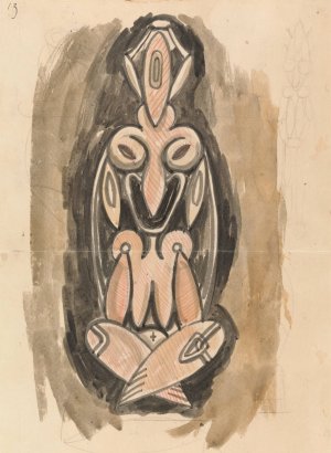 Study for a Sculptural Column by Henri Gaudier-Brzeska Oil Painting