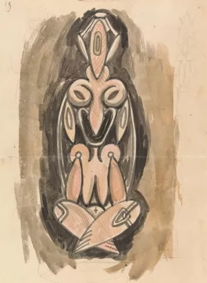 Study for a Sculptural Column by Henri Gaudier-Brzeska Oil Painting