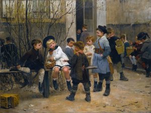 L'heure Du Gouter by Henri Geoffroy Oil Painting