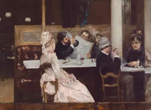 Cafe Scene In Paris by Henri Gervex Oil Painting