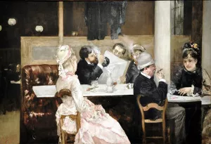 Cafe Scene in Paris by Henri Gervex Cafe Scene in Paris by Henri Gervex Oil Painting
