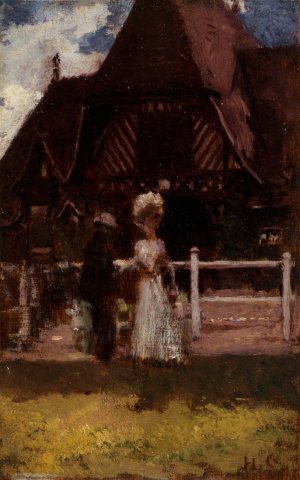 Etude pour un tableau non identifie, montrant l'hippodrome de Deauville by Henri Gervex Oil Painting