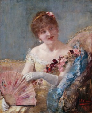 Femme a l'eventail by Henri Gervex Oil Painting