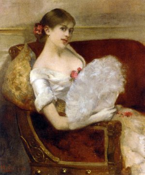 Femme a Leventail by Henri Gervex Oil Painting