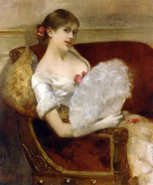 Femme a Leventail by Henri Gervex Oil Painting