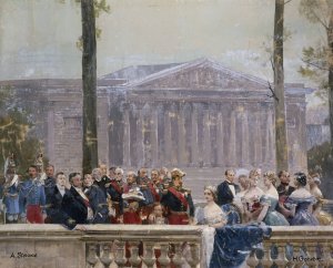 La famille imperiale entouree de nombreuses personnalites du Second Empire devant le palais Bourbon by Henri Gervex Oil Painting