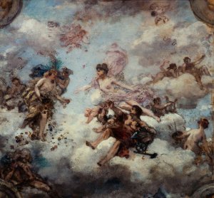La France accueillant l'Abondance, projet de plafond pour le palais de l'elysee by Henri Gervex Oil Painting