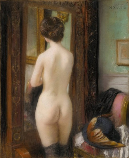 Nu a la psyche  by Henri Gervex - Hand-Painted Oil Painting Reproduction