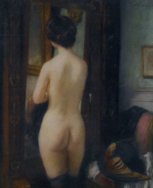 Main Product Photo of Nu a la Psyche Painting by Henri Gervex