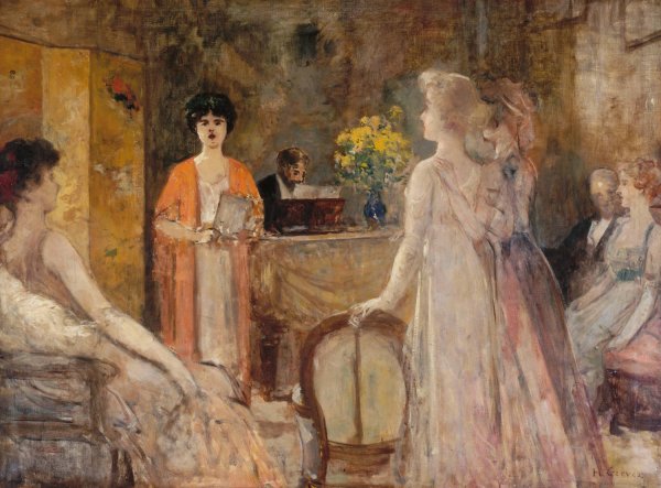Un mardi, soiree chez Madeleine Lemaire  by Henri Gervex - Hand-Painted Oil Painting Reproduction