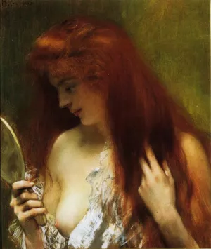 Young Red Head Gooming Herself by Henri Gervex - Oil Painting Reproduction
