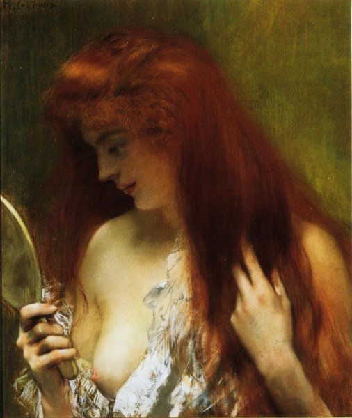 Main Product Photo of Young Red Head Gooming Herself Painting by Henri Gervex