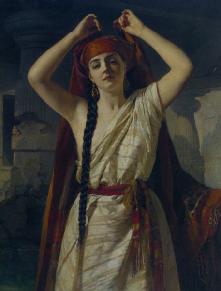 An Egyptian Girl Preparing for the Bath by Henri-Guillaume Schlesinger - Hand-Painted Oil Painting Reproduction
