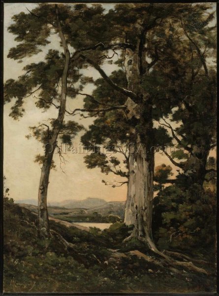 Main Product Photo of Evening at Saint-Privé Painting by Henri Harpignies