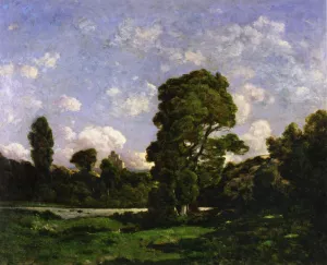 Landscape, Ruins of the Castle of Penhoet by Henri Harpignies Oil Painting