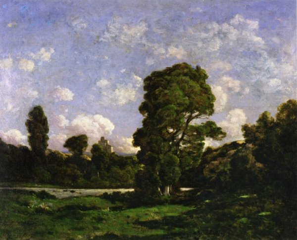Main Product Photo of Landscape, Ruins of the Castle of Penhoet Painting by Henri Harpignies