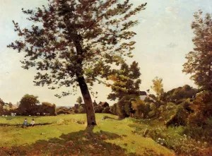 Meadow, Sunlight Effect by Henri Harpignies Oil Painting