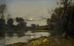 Moonrise by Henri Harpignies Oil Painting