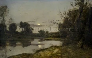 Moonrise by Henri Harpignies Oil Painting