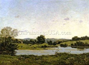 On the Banks of the Oisne by Henri Harpignies Oil Painting