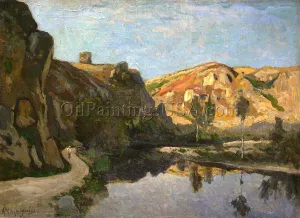 River and Hills painting by Henri Harpignies