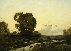 Sunset painting by Henri Harpignies