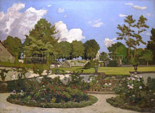Main Product Photo of The Painter's Garden at Saint-Privé Painting by Henri Harpignies