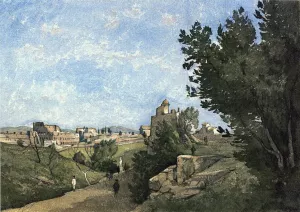 View of Villa d'Este by Henri Harpignies - Oil Painting Reproduction