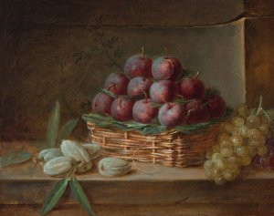 Still Life With Plums, Almonds And Raisins by Henri-Horace Roland Delaporte Oil Painting