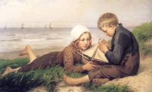 A Toy Boat by Henri Jacques Bource Oil Painting