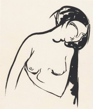 Naakte vrouw die haar borst aanraakt by Henri Jonas Oil Painting
