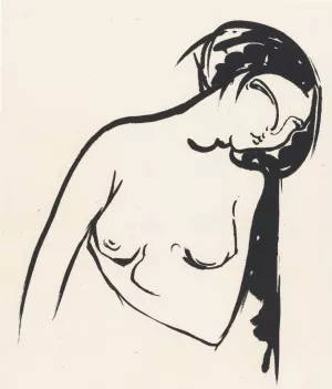 Naakte vrouw die haar borst aanraakt by Henri Jonas Oil Painting