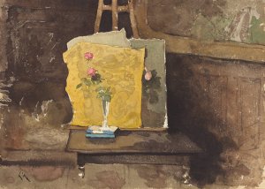 A Corner of a Studio by Henri-Joseph Harpignies Oil Painting