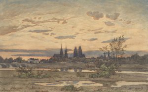 A View of Moulins by Henri-Joseph Harpignies Oil Painting