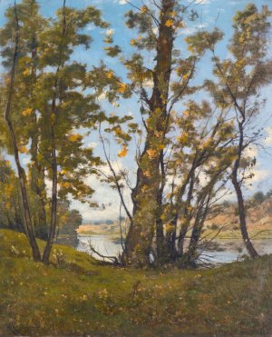 La Loire a Bonny by Henri-Joseph Harpignies Oil Painting