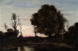 Landscape at Dusk by Henri-Joseph Harpignies Oil Painting
