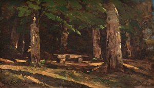 Le banc by Henri-Joseph Harpignies Oil Painting