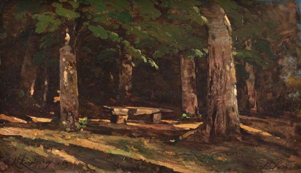 Main Product Photo of Le banc  Painting by Henri-Joseph Harpignies