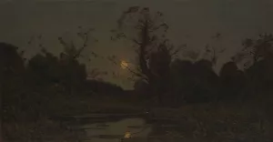 Moonrise by Henri-Joseph Harpignies Oil Painting