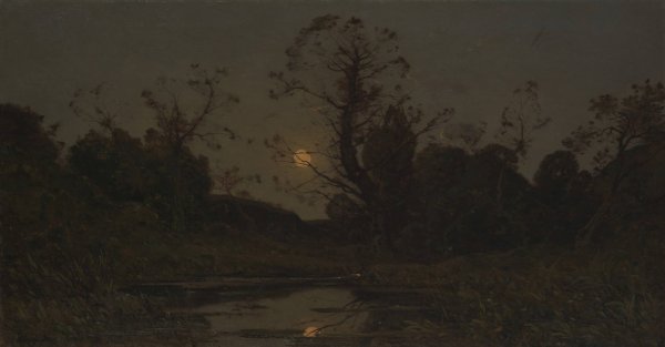 Moonrise  by Henri-Joseph Harpignies - Hand-Painted Oil Painting Reproduction