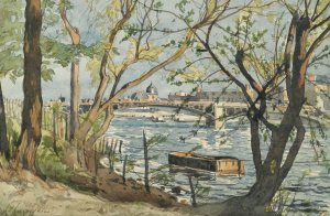Paris, View Of The Seine With The Carrousel Bridge by Henri-Joseph Harpignies Oil Painting