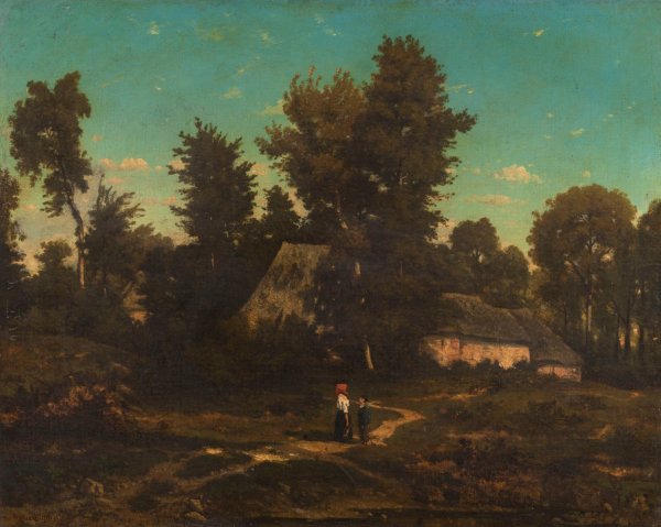 Main Product Photo of Paysage aux chaumieres  Painting by Henri-Joseph Harpignies