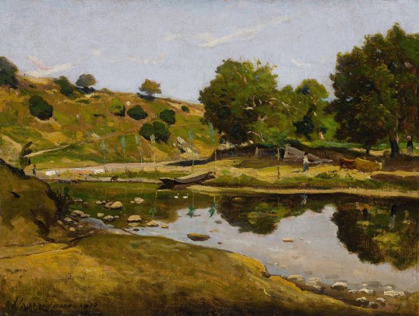 Paysage ensoleille  by Henri-Joseph Harpignies - Hand-Painted Oil Painting Reproduction