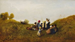 The Children's Walk by Henri-Joseph Harpignies Oil Painting