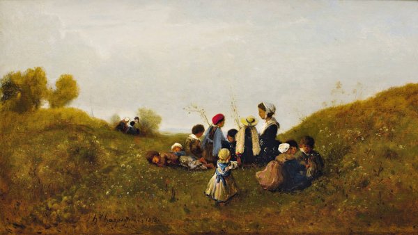 Main Product Photo of The Children's Walk  Painting by Henri-Joseph Harpignies